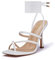 GENSHUO Damen High Heel Sandale Stiletto Schnürsandalen Sexy Eckige Zehen High Heel Riemchensandalen mit Zehenring Stiletto Riemchen Sandaletten Zehentrenner Weiß Größe 36 EU