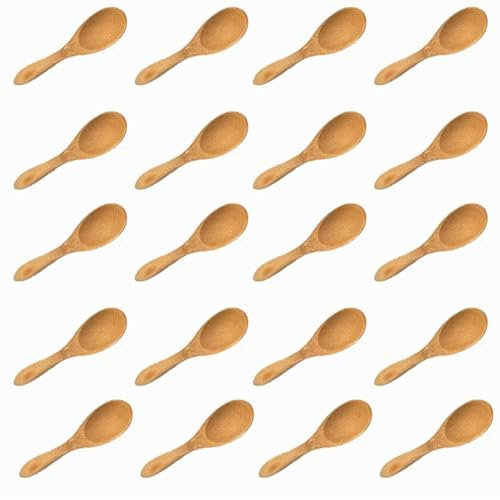 20 Stück Handgemachte Holzlöffel, Mini Holzlöffel, Holzkaffeebohnenlöffel, Gewürze Salz Löffel, Holzkochlöffel Kleine Löffel, Mini Teelöffel aus Holz für EIS, Honig, Kaffee, Tee, Gewürze, Drogen