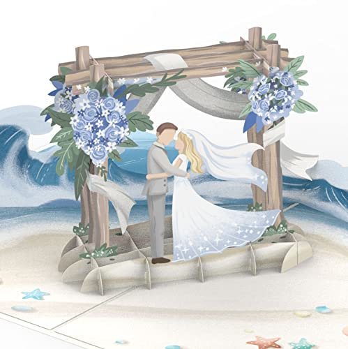 papercrush® Pop-Up Karte Hochzeit am Strand - 3D Hochzeitskarte mit Brautpaar für Strandhochzeit, Geldgeschenk für Flitterwochen oder Hochzeitsreise, romantische Glückwunschkarte zur Trauung