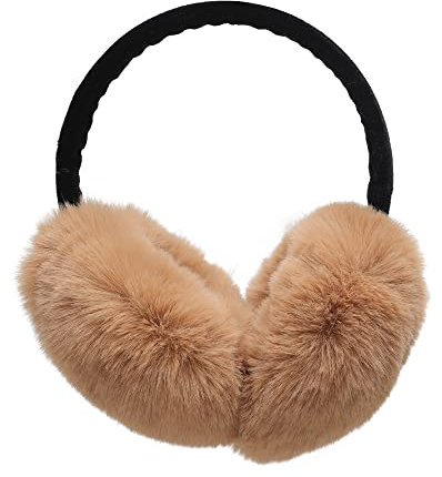 ZLYC Klassischer Damen Kinder Mädchen Verstellbarer Winter Ohrenschützer Ohrenwärmer mit Molton-Haarreifen(Pelziges Khaki)