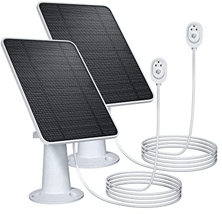 Lot de 2 panneaux solaires de charge améliorés compatibles avec Arlo Pro 4, Pro 3, Ultra 2, 4 W avec câble de charge de 3 m, étanche IP65, comprend un support mural sécurisé
