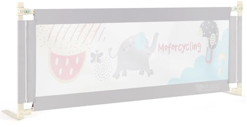 COSTWAY 175cm Bettgitter, 24 Stufen höhenverstellbares Babygitter mit doppeltem Verschluss & Reißverschluss, vertikales Auf & Ab, Nahtloser Rausfallschutz für viele Bettarten (Grau)