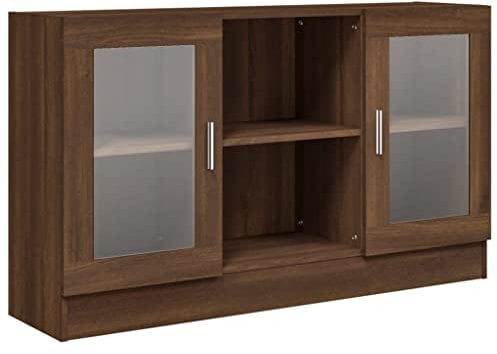 vidaXL Vitrinenschrank Braun Eichen-Optik 120x30,5x70 cm Holzwerkstoff