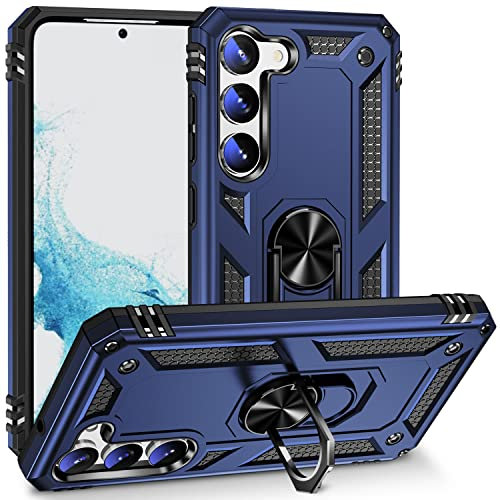 Fetrim Funda para Galaxy S23 5G, Carcasa Shock Absorción de con Anillo de rotación Soporte para Samsung Galaxy S23 5G Azul Marino