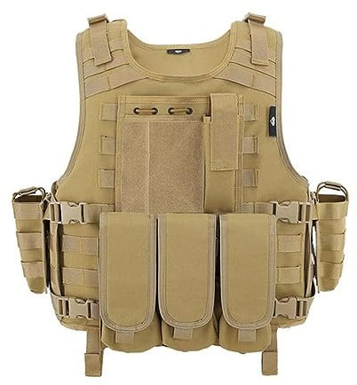 ACEXIER Molle Airsoft Taktische Weste Platte Träger Swat Angeln Jagd Paintball Weste Militär Armee Rüstung Polizei (Tan)