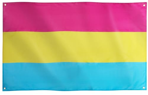 Runesol Bandera Pansexual, 91x152cm, 3ft x 5ft, 4 Ojales, Ojal en Cada Esquina, Bandera del Orgullo, Bandera de Omnisexualidad, Bandera LGBT, Día del Orgullo, Exterior, Colores Vívidos