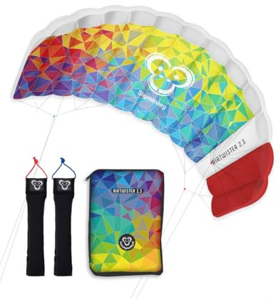 Skymonkey Airtwister 2.3 Aile de Traction avec Boucles de vol « Ready 2 Fly » (prêt à Voler), Cerf-Volant Convient aux débutants