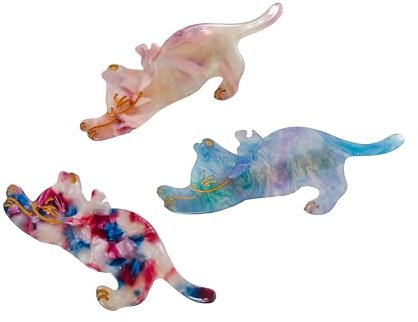 Nordstral Haarklammer Katzen Set (3 Stk.) - Aristocats Marie - Haarklammer groß in 7,8 x 2,9 cm, Haarspangen Damen und Haarspangen Mädchen