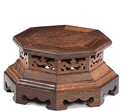 Wooden Vase Aquarium Redwood Eight Horns Carved Base, Wooden Bracket for Flowerpot Vase Teapot, 3.5/3.9 Inches High Display Stand Base (Size : Small) ( )