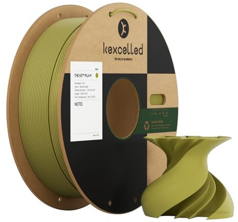 kexcelled Matte PLA Filament 1,75 mm +/- 0,03 mm, Glanzfreie Farbe, Matt Textur, 3D Drucker Filament, 1 kg Spule (2,2 lbs), Passend für die Meisten FDM Drucker, Ordentliche Wicklung, Senfgrün