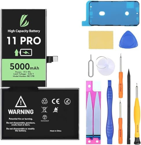 LL TRADER Battery for iPhone 11 Pro, 5000mAh High Capacity Lithium-ION Battery with All Repair Tools