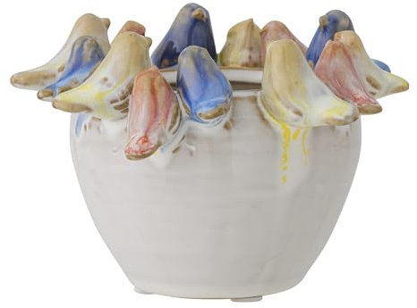 Bloomingville Eanna Blumentopf, Grau, Steingut, D12,5xH8 cm