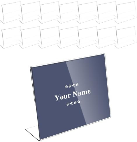 15Pcs Acryl Etikettenhalter, Etikettenträger 10x8cm, Preisschilder Aufsteller Tischaufsteller Dachform, Schräg Visitenkarten Display, Namenskarten Halter für Büro Bäckereien Geschäft Supermarkt (B)