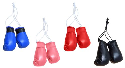 4 Stück Mini Boxhandschuhe, Hängende Boxhandschuhe, Autospiegel Hängende Ornamentendekoration für Heimdekoration, Autospiegel Hängendes Geschenk