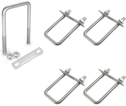 Pernos en U M8, 4 Piezas Tornillos en U Acero Inoxidable, Abrazadera Cuadrada Pernos con Tuercas Placa de Marco, para Aplicaciones Industriales (60 X 100 mm)