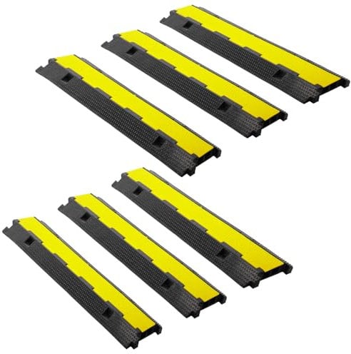 Fiqops Puente de cable de 6 unidades, 2 canales, 101 x 25 x 5 cm, puente de cable de goma, diseño modular, puente de cable, protección contra sobretensiones para cables, puente de cable exterior para