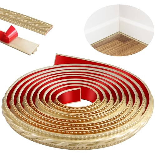 300cm Peel and Stick Molduras Decorativas para Techo, 3D Cenefa Adhesiva Para Pared para Marcos de Espejos, Muebles, Marcos de Puertas, Techos, Decoración del Hogar(Champán Oro)