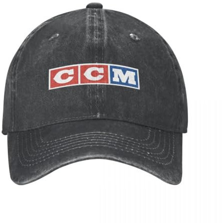 QIYAEUA Klassisch CCM Hockey Equip Logo Baseballmützen Männer Frauen Distressed Gewaschen Kopfbedeckung Outdoor Ganzjährig Reise Geschenk Mützen Hut