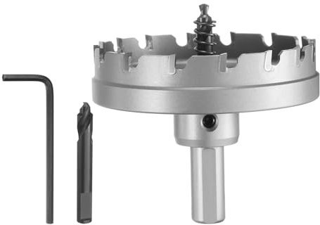 sourcing map Metal Hole Saw Carbide Cutter 82mm / 3.23 Dia for 5mm Thick Stainless Steel, Metal, Aluminum Alloy, Copper, Brass, Plastic, with Extra Center Bit