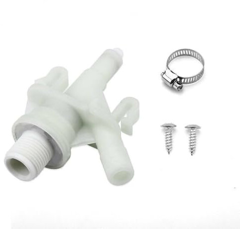 YSD 385311641 Wasserventil-Set für Dometic Toiletten Serie 300, 301, 310, 311, 320, 321, auslaufsicher, inklusive Schlauchschelle und Befestigungselementen Erhöhte Frostbeständigkeit