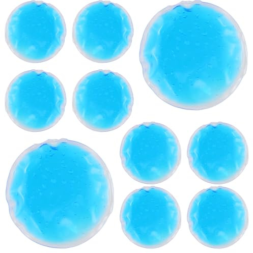 Kühlkompresse, wiederverwendbar, Kühlkissen, rundes Gel-Eisbeutel für Weisheitszähne, Augen, Schwellungen, Schmerzlinderung, Kosmetik, Blau, 7 cm, 10 Stück