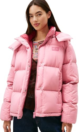Tommy Jeans Women's Tjw Alaska Grid Down Jacket Ext Dw0Dw21623 Puffer, Pink (Mystic Pink), L
