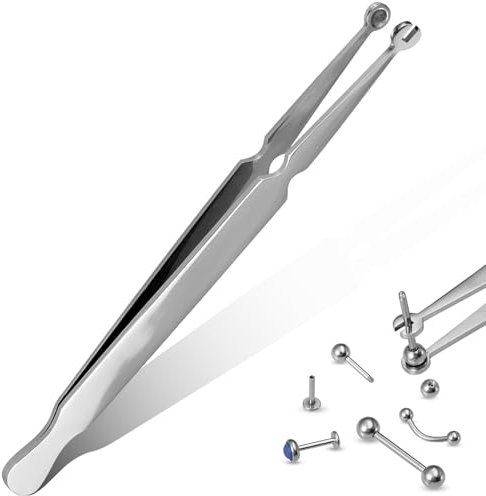 Mumjooyi Pinza Piercing Pinzette per Afferrare e Tenere le Sfere Inseritore Piercing per All'orecchio, Alla Lingua, Al Naso, Alle Ali, Al Sopracciglio, Al Labbro, All'ombelico