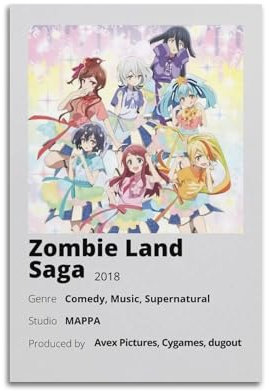 WEQYWEY Poster mit Zombie-Land-Saga-Motiv, Leinwand, Vintage-Musik und Filme, ästhetisches Poster, dekoratives Gemälde, Wohnzimmer, Schlafzimmer, Dekoration, 30 x 45 cm, ungerahmt, 3 Stück