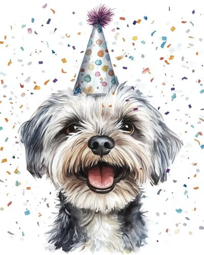 Paint by Numbers for Adults, 40x50 cm Acrylic Oil Paints by Numbers for Adults Beginner Kids Dog Wearing a hat Painting Kit with 4 Brushes Watercolor Paints Easy