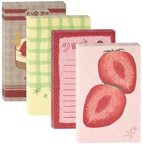 200 Blätter M5 Erdbeere Mini Notizblock Klein Strawberry Scrapbook Papier Notizzettel 6.7X10.5cm Cute Dekoratives Papier Notizblöcke Erdbeeren Desserts Raster Notepad Blöcke Schulsachen Bürobedarf