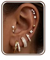 Chriscoco 8Paar Ohrringe Set Vergoldet 14K Goldene Ohrringe Damen Creolen Silber 316L Chirurgenstahl Medizinische Ohrstecker Hypoallergene Klein Creolen Tragus Helix Piercing Ohr