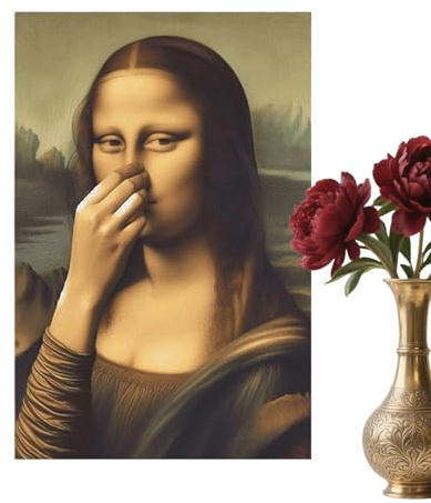 MWZBTG Mona Lisa Bild, 30x40cm Lustiges Poster, Mona Lisa Badezimmer-Wandkunst, Dekorative Malerei, Kunst Witzig Humorvolle Verspielte Lustige Hausdekoration, Lustige Badezimmer-Wandkunst