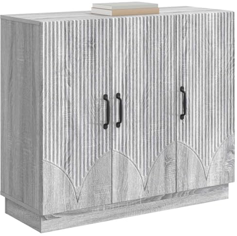 vidaXL Sideboard Graues Sonoma 89 x 34,5 x 77 cm Holzwerkstoff, Wohzimmer Aufbewahrungseinheit, Moderne Buffets, Sideboards, schicke Organizer, praktische Möbel, Deko