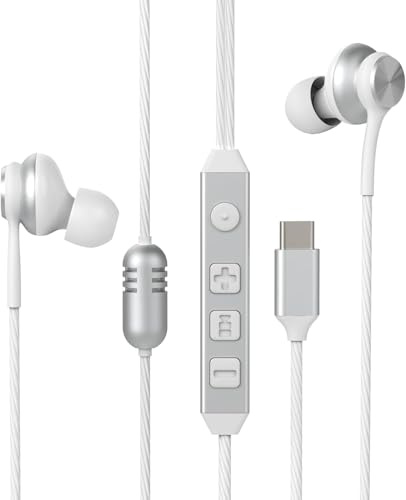 USB C Wired Gaming Earbuds, In-Ear-Kopfhörer mit integrierter DAC-Soundkarte, niedrige Latenz, 5 EQ-Modi, Gesangsverbesserung & Mikrofon, kompatibel mit iPhone 15/16 Serie, Samsung S22/S23/S24