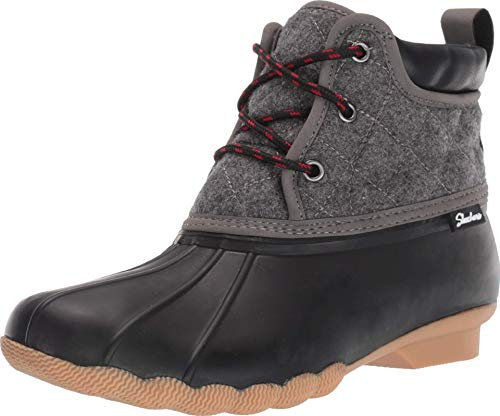 Skechers Pond-Lil Puddles-Botas de Pato Acolchadas con Cordones y Suela Impermeable, Lluvia Mujer, Carbón Negro, 38 EU