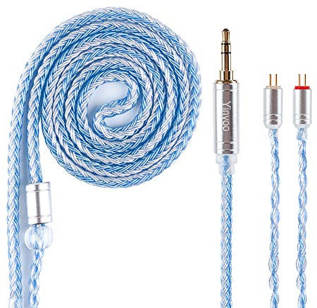 Yinyoo Cable de auriculares de 16 núcleos chapado en plata, cable de repuesto para auriculares desmontable de 2 pines para KZ ZST AS10 TRN V80 V90 CCA C10 C16