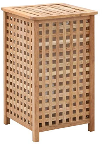 Festnight Natur Wäschekorb Walnuss-Massivholz und Sperrholz wäschekorb mit Deckel 39 x 39 x 65 cm (B x T x H) Natur