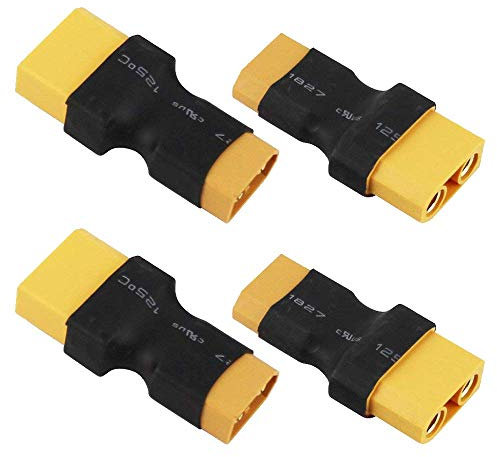 Yowoo 4 stücke XT60 auf XT90 Adapter XT60 Stecker auf XT90 Buchse Adapter Keine Drähte RC LiPo Batterie Steckverbinder (XT60 Male to XT90 Female)