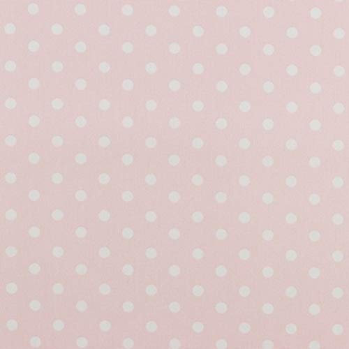 Stoff Meterware Punkte 7 mm Baumwolle - 1 Meter, Schadstoffgeprüft, Gepunktet, Tupfen, Dots, Baumwollstoff, Kinderstoff, Dekostoff, Karneval, Fasching, Kostüme (Weiß auf Altrosa)