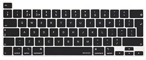 MOSISO Keyboard Cover Compatible with MacBook Pro 13 inch 2025-2020 M2 M1 A2338 A2289 A2251, Compatible with MacBook Pro 16 inch 2020 2019 A2141 Touch ID, Protective Silicone Skin, Black