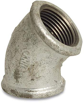 Gewindefitting Temperguss Winkel 45° 2 IG x 2 IG