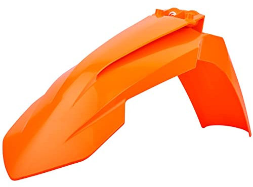 POLISPORT 8574200008 - Guardabarros delantero réplica OEM fabricado en plástico brillante duradero y resistente compatible con motocicletas KTM en color naranja