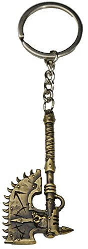 Starforged Compatible with Warhammer 40k Chaos Axe Mans Keychain 1 PC, Gold, 65 mm