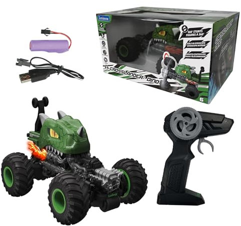Lexibook, Crosslander® Dino, Voiture Dinosaure télécommandé, jusqu'à 10km/h, Cascades démentes, cabrage, Gyroscope intégré, Effets Lumineux, Rechargeable, RC59D