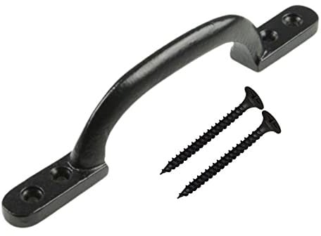 Antique Black Door Bows Pull Handles 6 Inch Sliding Barn Door Handle Retro Bow Shaped Garden Gate Garage Shed Cabinets Door Grab Handles with Screws Pack of 1