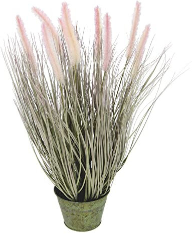 Künstliches Fuchsschwanzgras im Zinktopf Gras Kunstpflanze Kunstgras Ziergras Grünpflanzen Dekogras Grasbüschel Ziergras Solitärgras Deko Grasarrangement Borstenhirse Panicoideae Süßgräser Setaria
