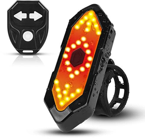 Flintronic Fanale Posteriore per Bici, Luce Bici Posteriore, Posteriore per Bicicletta, Posteriore Bici con Telecomando Wireless Impermeabile, con Indicatori di Direzione, 5 modalità #1 Freccia
