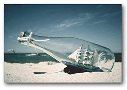 Kreatives Poster auf Leinwand, Motiv: Boot in der Flasche, dekorativ, modern, 30 x 45 cm