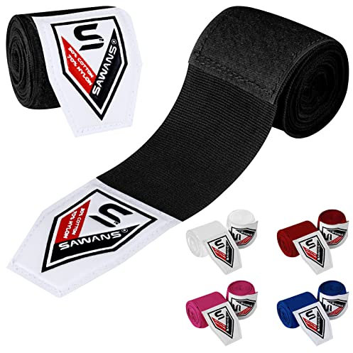 Boxen Handbandagen Kampfsport Bandagen Innenhandschuhe Schlagen MMA 2,5 3,5 4,5 Meter Handgelenkstützgurte Elastische Trainingstasche Kampfsport unter den Handknöcheln (4.5 M, Schwarz)