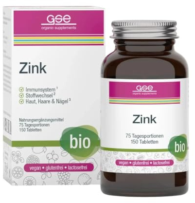 GSE Zink (BIO) - Bio Zink Tabletten - Für Immunsystem, Stoffwechsel, Haut, Haare & Nägel - Zink Vegan, aus Bio Guavenblattextrakt - Laborgeprüft, aus Deutschland - 150 Zinktabletten (für 75 Tage)